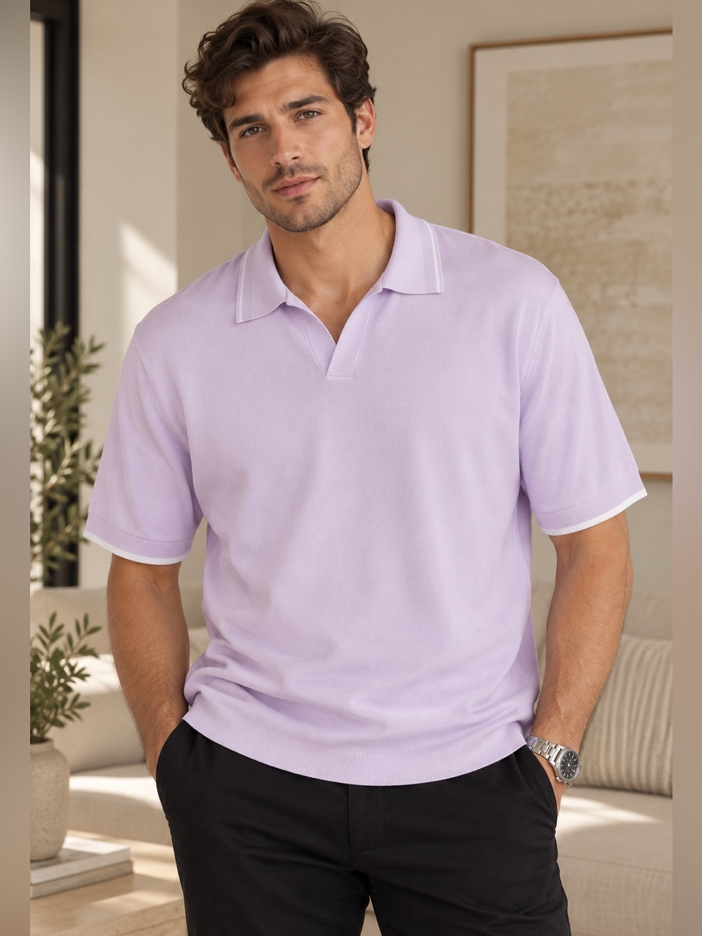 Perry Ellis Men’s Orchid Ice Lightweight Knit Polo Shirt 4-Way Stretch Size XXL